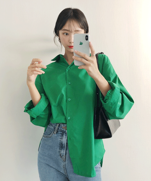 [6color] 심플 루즈핏 베이직 카라 코튼 셔츠